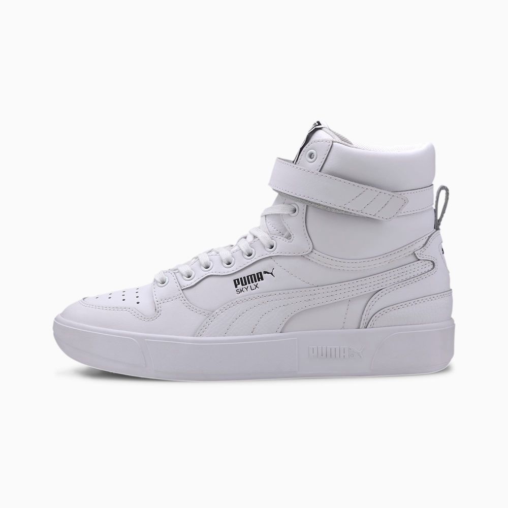 Puma Sky LX Mid Cut Athletic Férfi Kosárlabda Cipő - Fehér/Fekete ( Hungary - SWXMJ3872 )